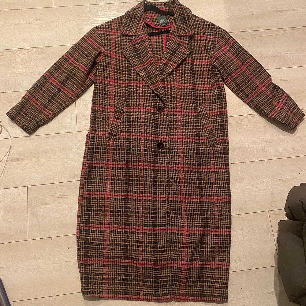 Pink and brown plaid coat!